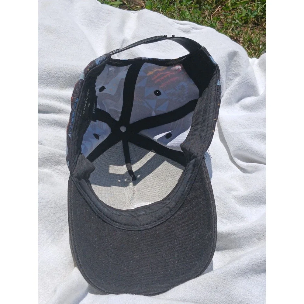 Quiksilver Geometric Aztec Tribal Print Strapback Hat Youth 53CM Brown Brim Surf